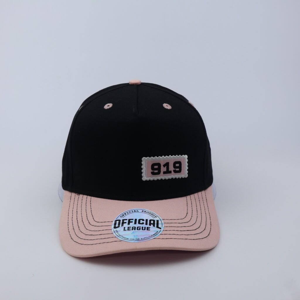 black and pink color block baseball cap, adjustable unisex dad hat