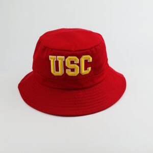 american campus usc embroidered red bucket hat breathable wide brim outdoor sun hat